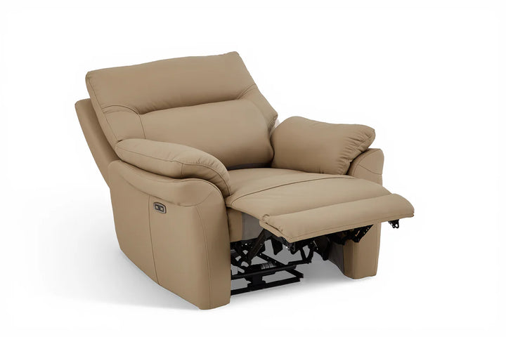 Beige Leather Electric 1 Seater Recliner Chair