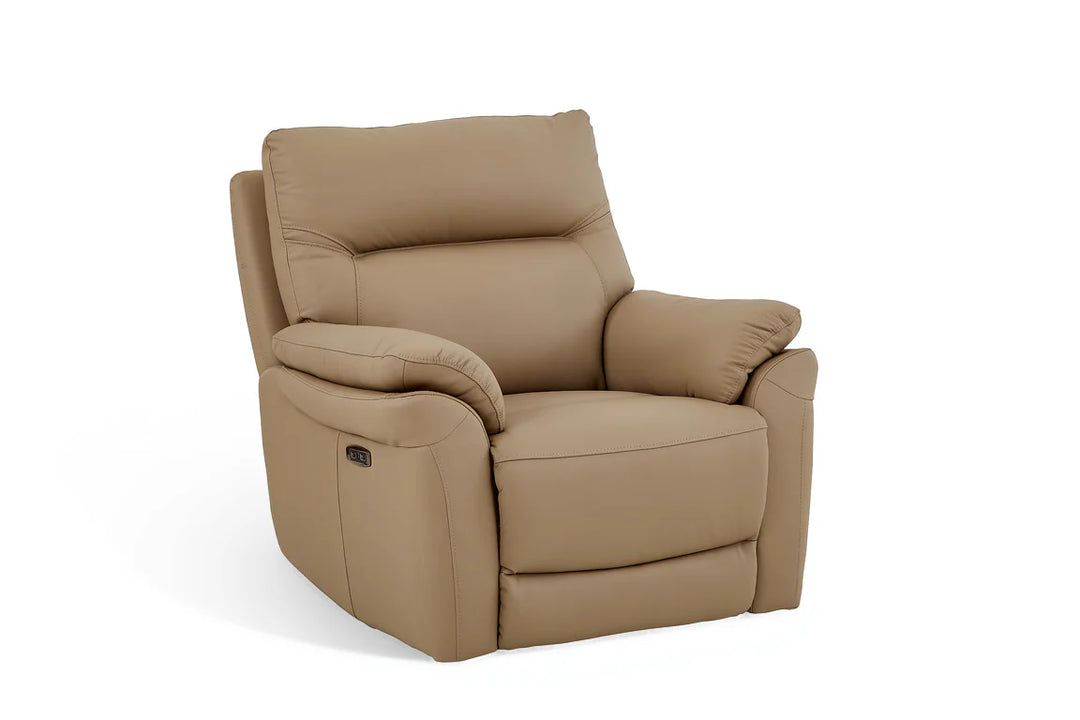 Beige Leather Electric 1 Seater Recliner Chair