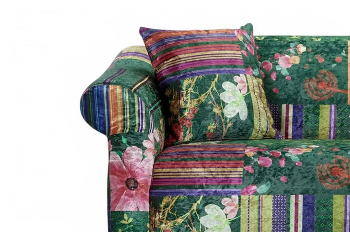 Multicoloured fabric patchwork 3 seater