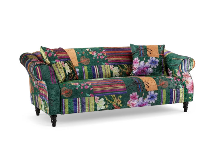 Multicoloured fabric patchwork 3 seater