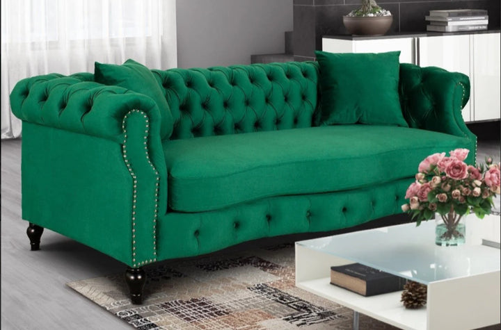 3 seater chesterfield in emerald green