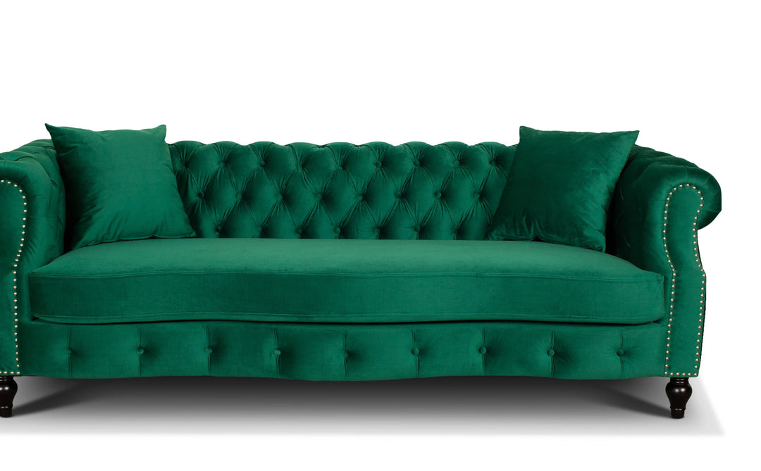 3 seater chesterfield in emerald green