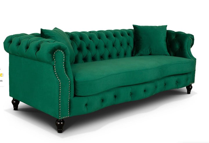 3 seater chesterfield in emerald green