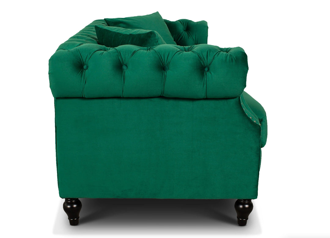 3 seater chesterfield in emerald green