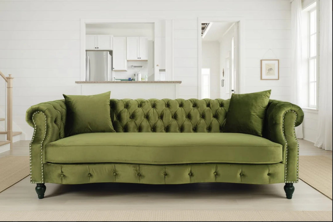 3 seater chesterfield in emerald green