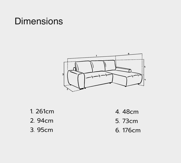 Lora Sofa Bed Graphite Right Hand Facing Corner
