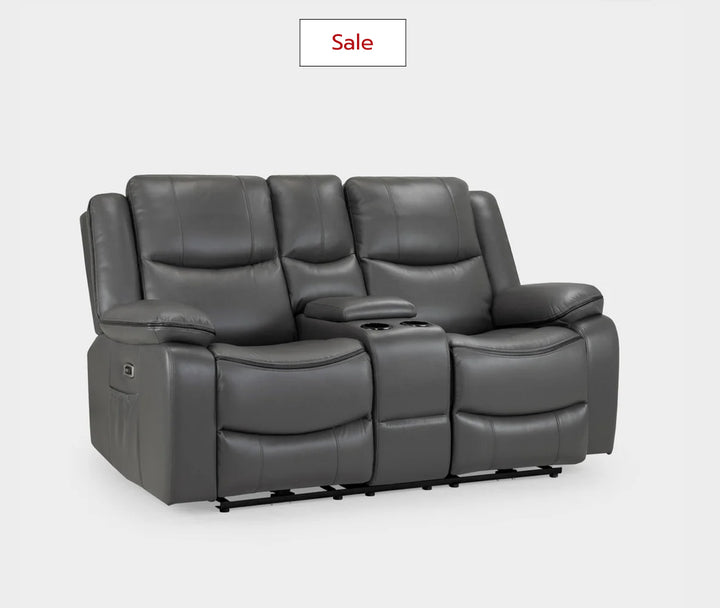 Harald Electric Recliner Sofa Grey Faux leather 2 Seater