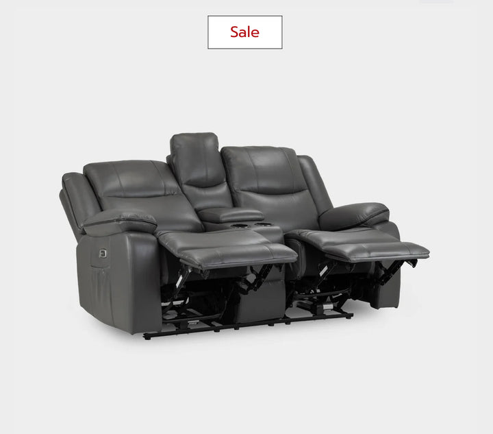 Harald Electric Recliner Sofa Grey Faux leather 2 Seater