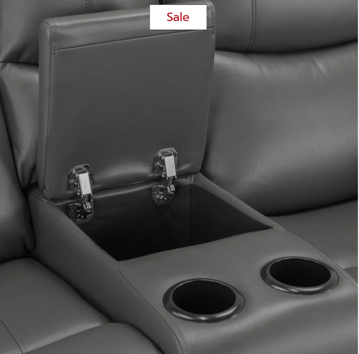 Harald Electric Recliner Sofa Grey Faux leather 2 Seater