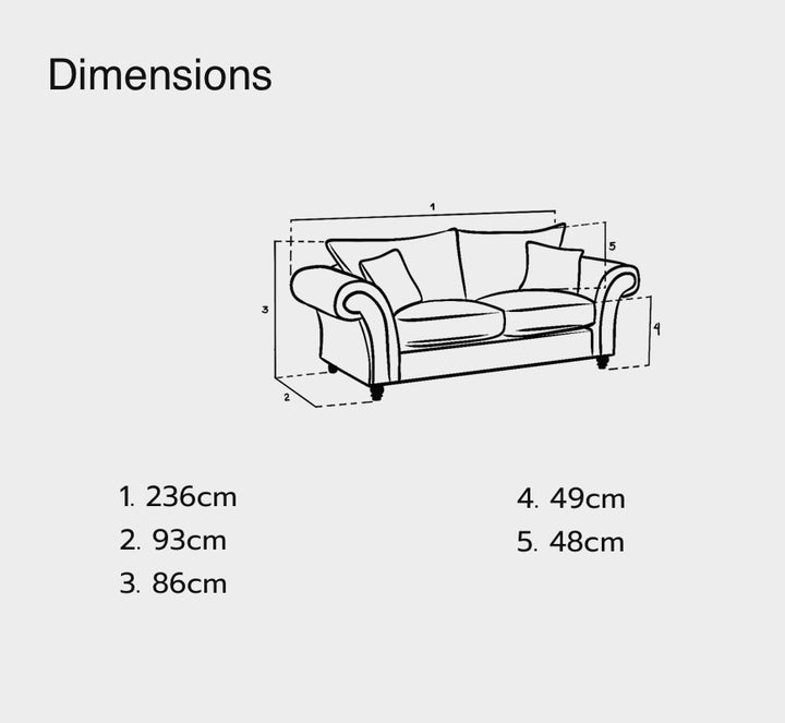 Windsor Fullback Sofa Stone 3 Seater