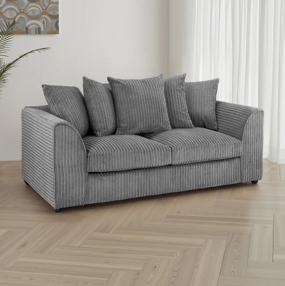 Harley Jumbo Sofa Grey 3 Seater