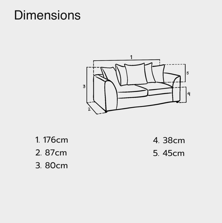 Harley Jumbo Sofa Grey 3 Seater