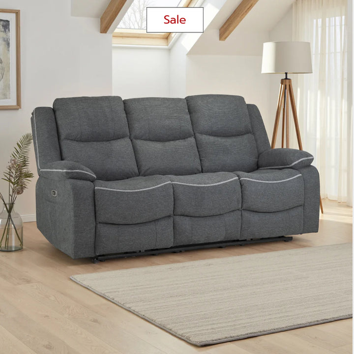Harald Electric Recliner Sofa Grey 3 Seater