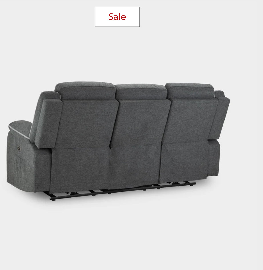 Harald Electric Recliner Sofa Grey 3 Seater