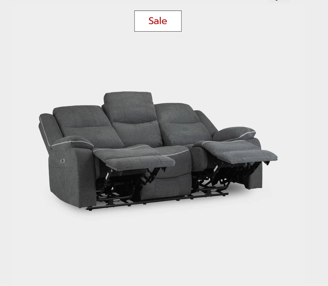 Harald Electric Recliner Sofa Grey 3 Seater
