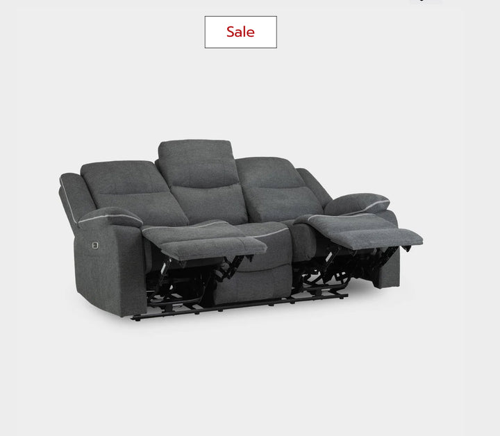 Harald Electric Recliner Sofa Grey 3 Seater