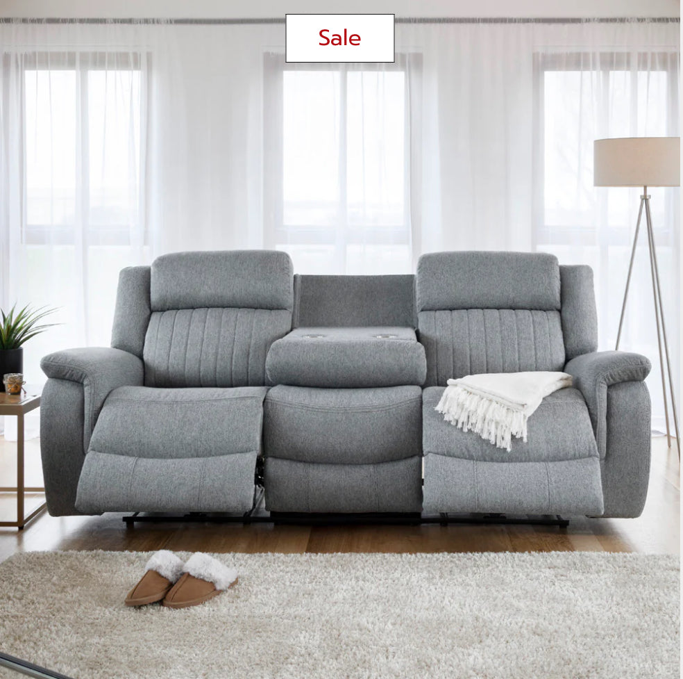 Linden  3 seater electric recliner grey