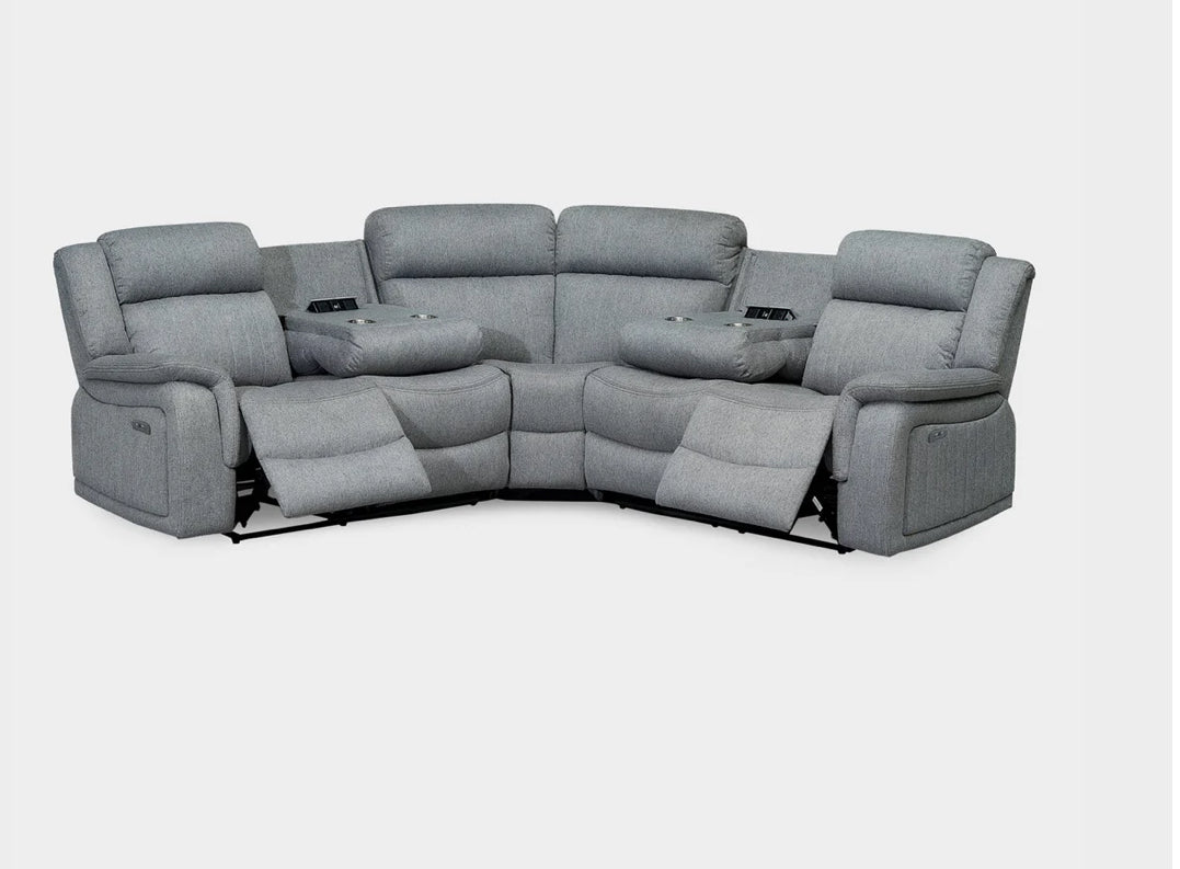 Linden grey electric recliner corner sofa