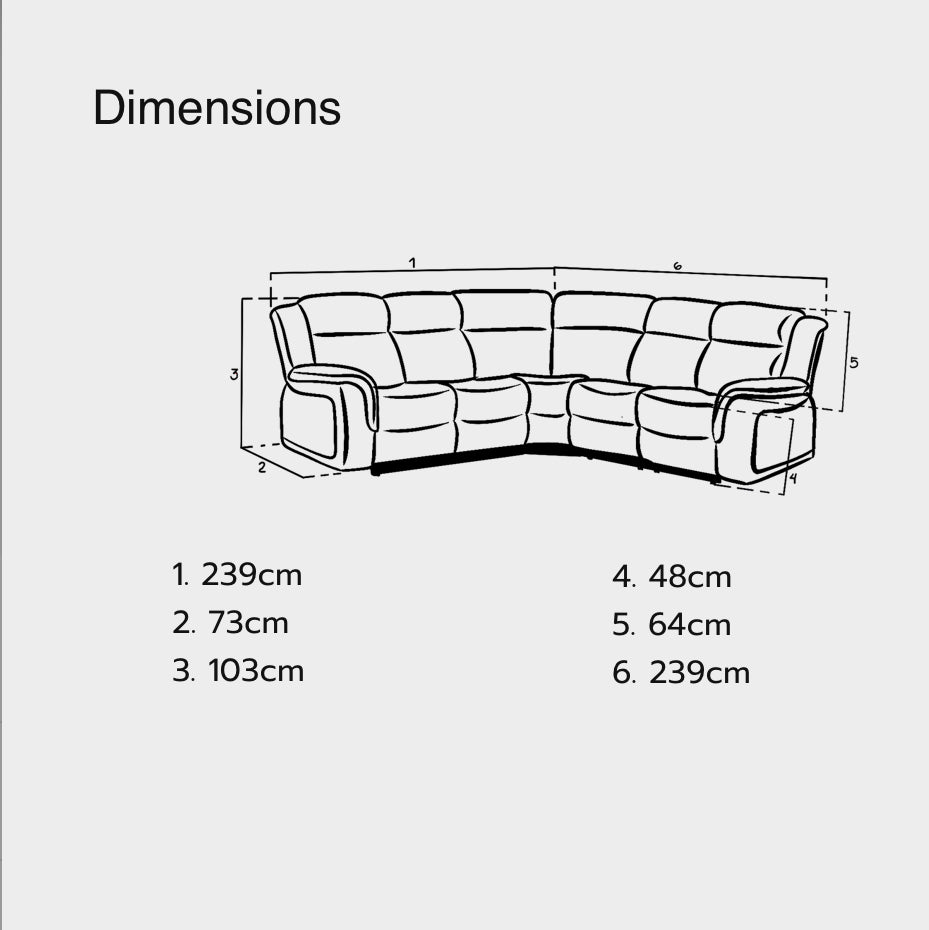 Linden grey electric recliner corner sofa