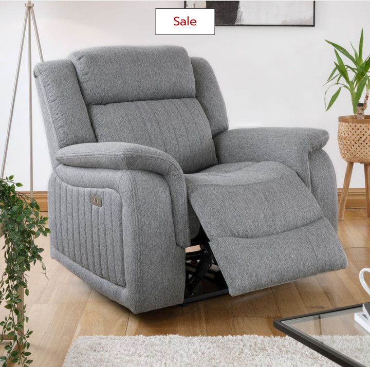 Linden Electric Recliner Sofa Grey Armchair