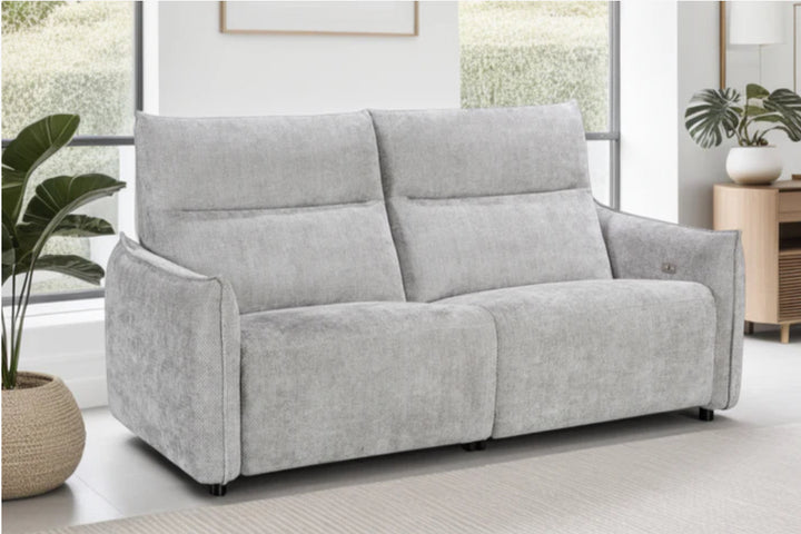 Woven Chenille Grey 3 Seater Electric Recliner Sofa