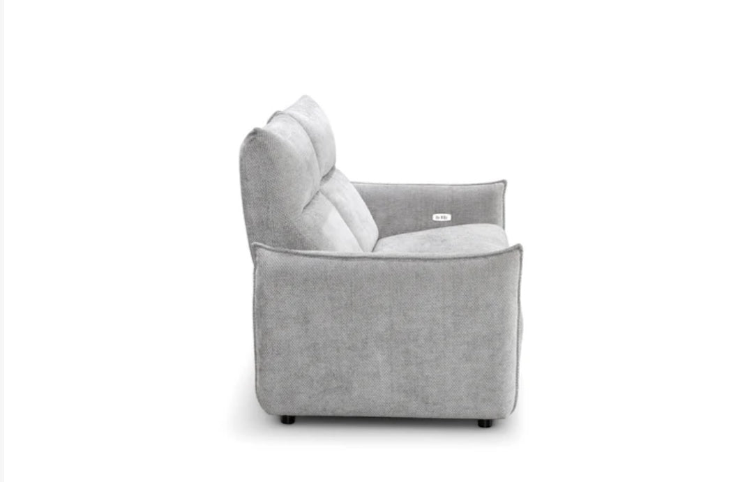 Woven Chenille Grey 3 Seater Electric Recliner Sofa