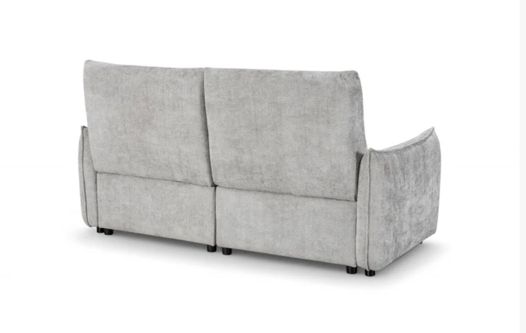 Woven Chenille Grey 3 Seater Electric Recliner Sofa