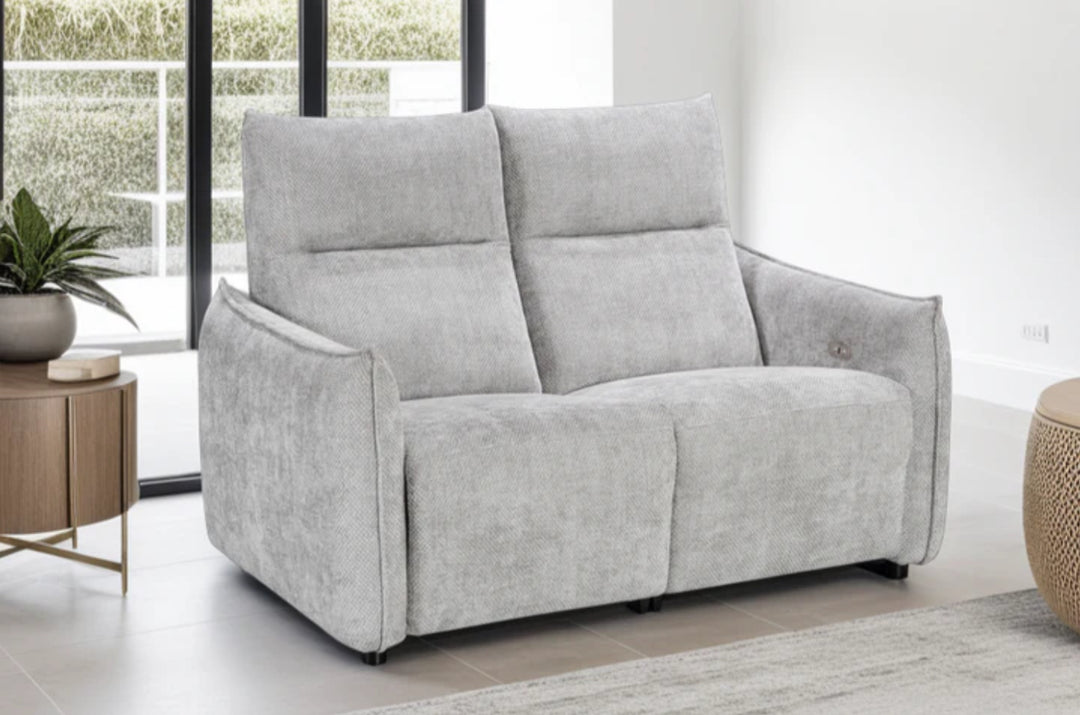 Woven Chenille Grey 2 Seater Electric Recliner Sofa