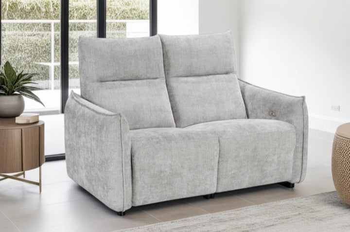 Woven Chenille Grey 2 Seater Electric Recliner Sofa