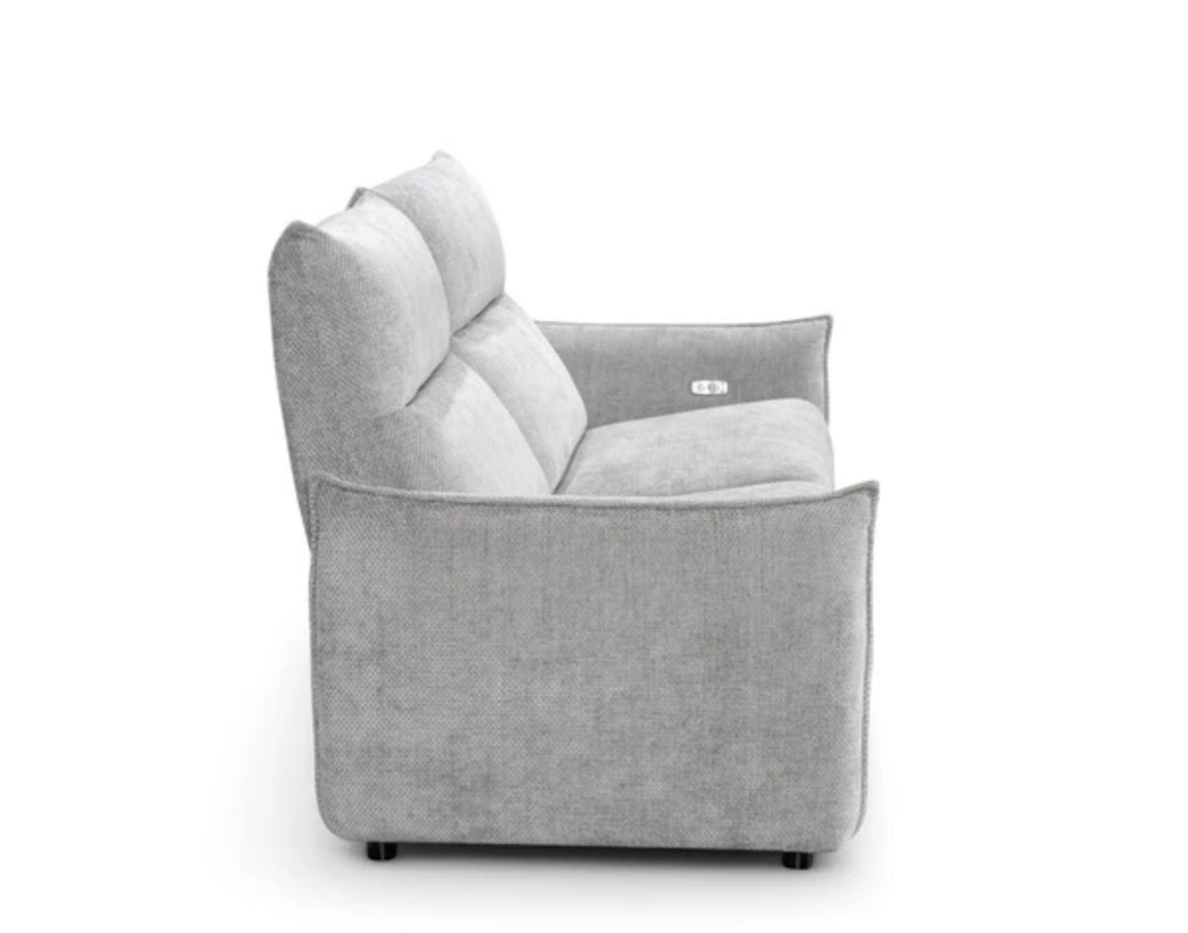 Woven Chenille Grey 2 Seater Electric Recliner Sofa