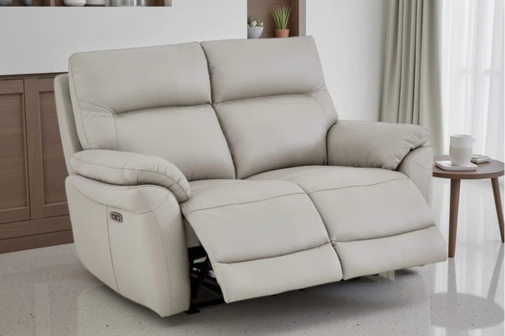 Grey Leather Electric 2 Seater Recliner Sofa