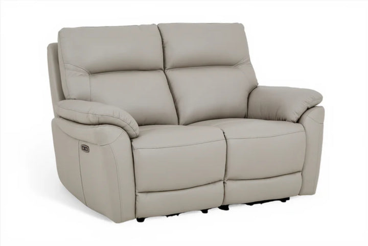Grey Leather Electric 2 Seater Recliner Sofa