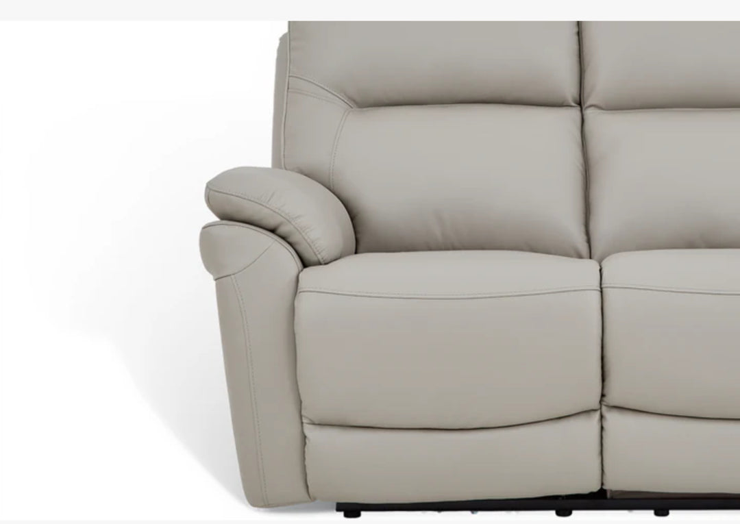 Grey Leather Electric 2 Seater Recliner Sofa