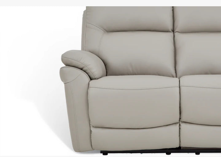 Grey Leather Electric 2 Seater Recliner Sofa