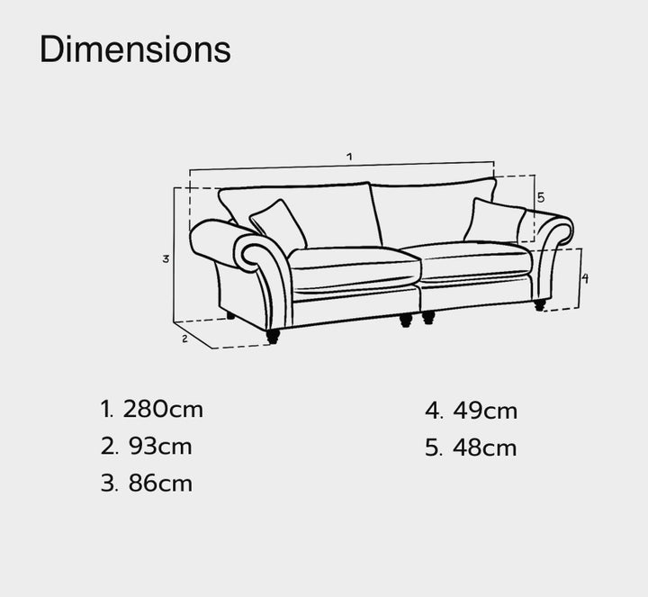 Windsor Fullback Sofa Grey 4 Seater