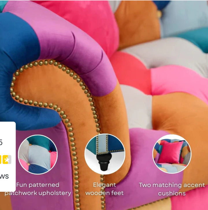 Harlequin velvet chesterfield arm chair