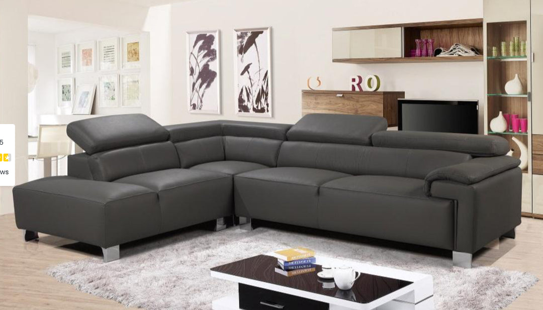 Genuine leather white right hand corner sofa