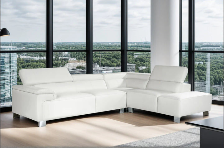 Genuine leather white right hand corner sofa