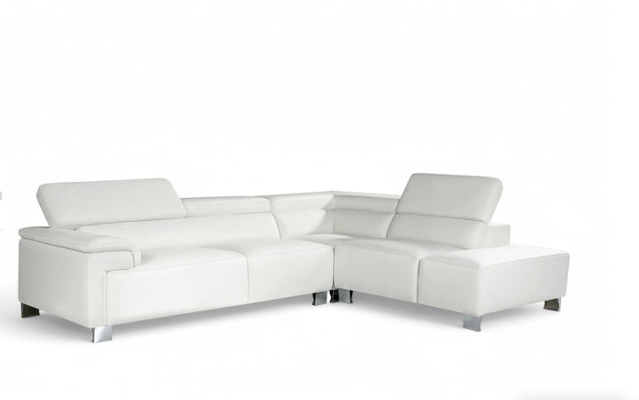 Genuine leather white right hand corner sofa