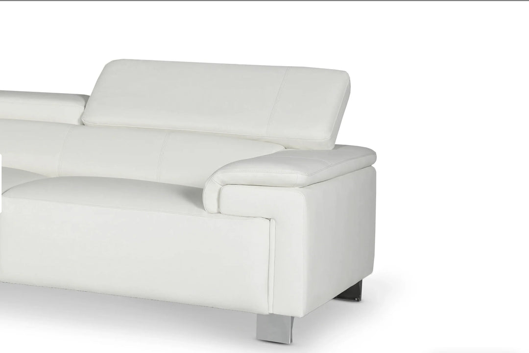 Genuine leather white right hand corner sofa