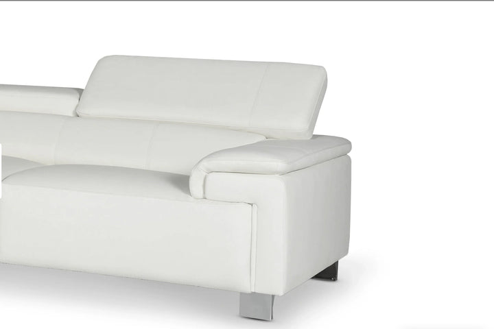 Genuine leather white right hand corner sofa