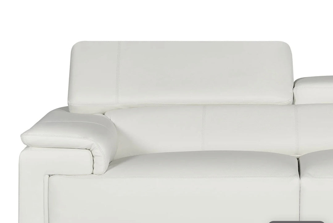 Genuine leather white right hand corner sofa