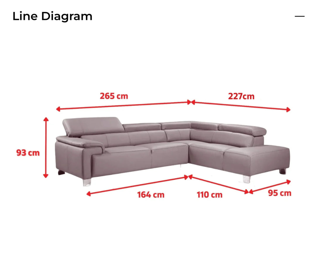 Genuine leather white right hand corner sofa