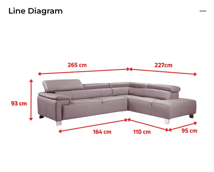 Genuine leather white right hand corner sofa