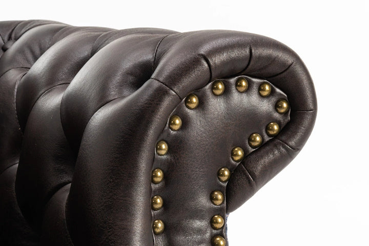 Union Jack brown faux leather Chesterfield chair