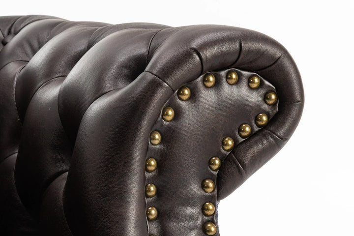 Faux Leather Brown 3 Seater Union Jack Chesterfield Sofa