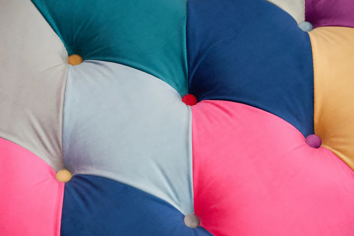 Multicoloured harlequin 2 seater Chesterfield sofa