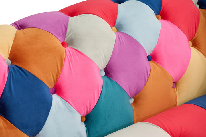 Multicoloured harlequin 3 seater Chesterfield