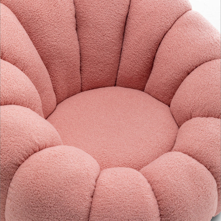 Bobois boucle swivel chair and footstool